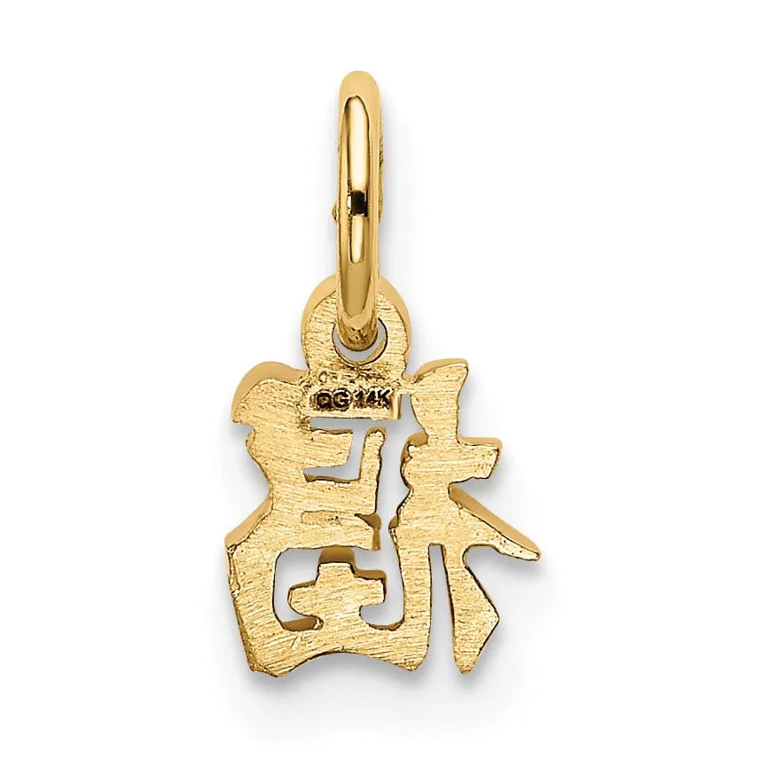 14k Yellow Gold Themed Polished Finish Chinese Symbol Good Luck Charm Pendant