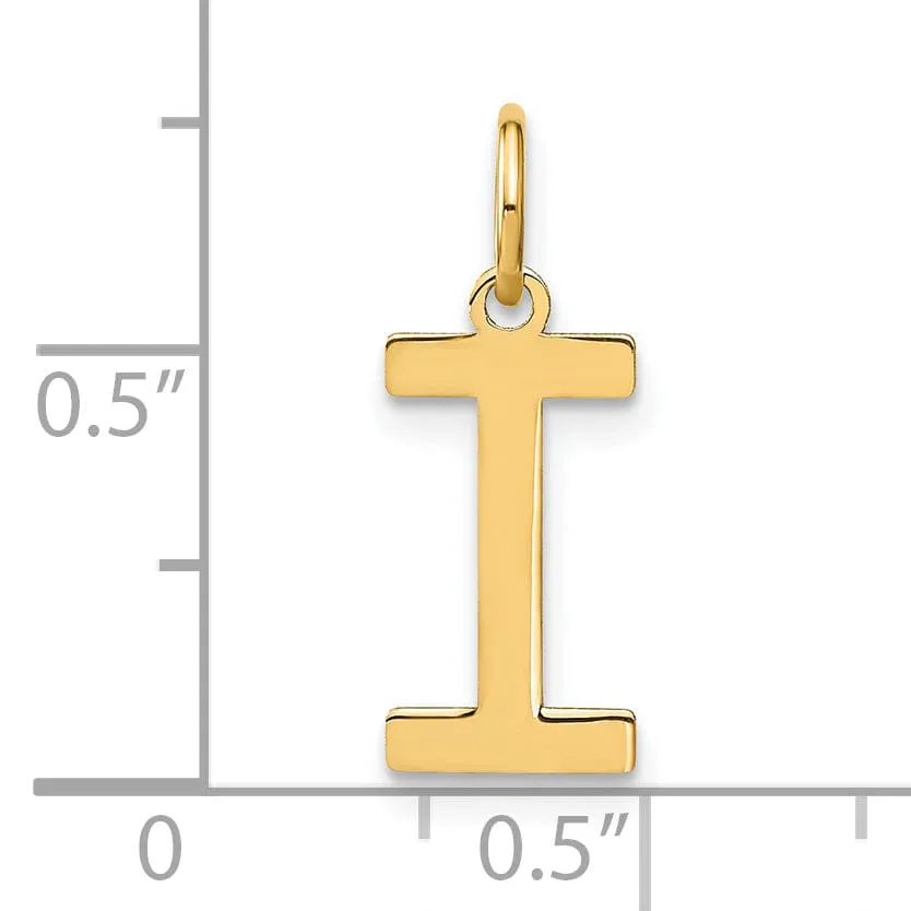 14k Yellow Gold Women's Letter I Initial Charm Pendant