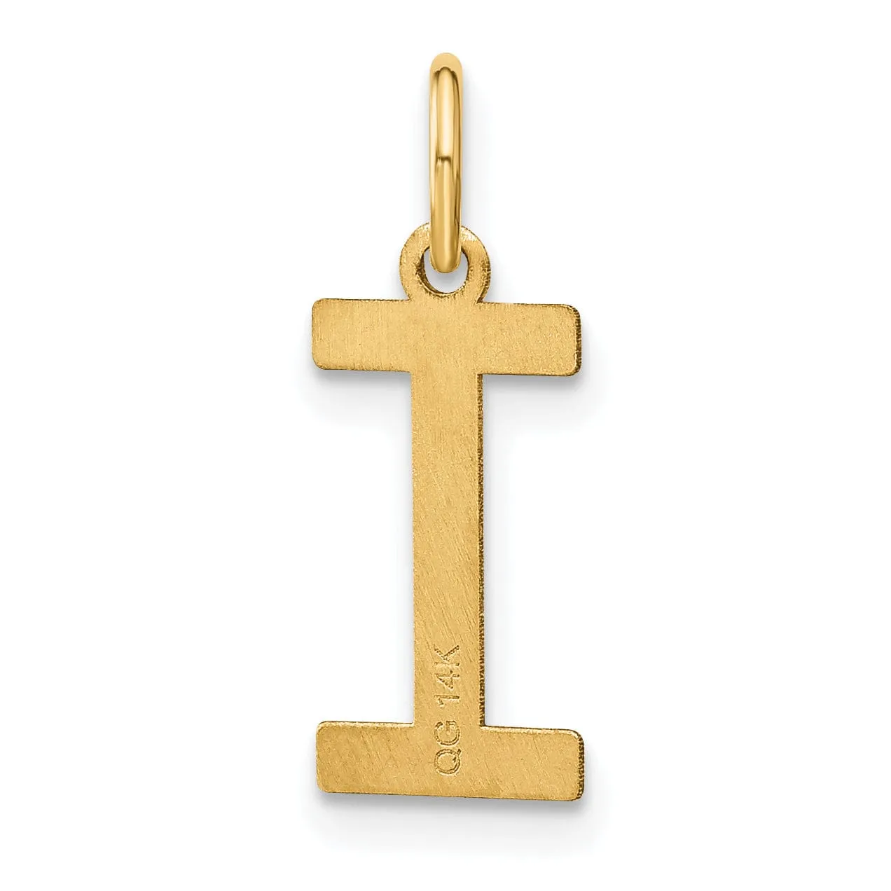 14k Yellow Gold Women's Letter I Initial Charm Pendant