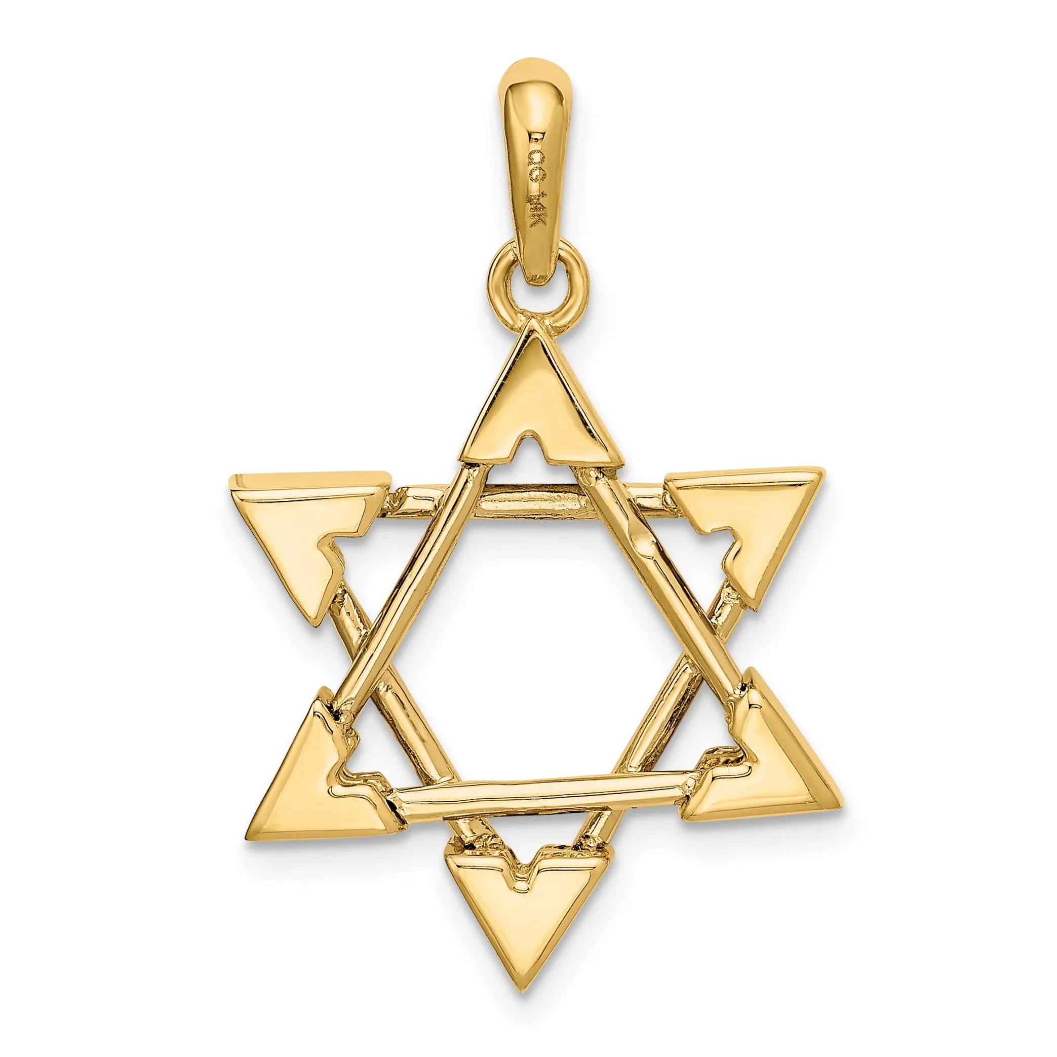 14k Yellow White Gold Polish Finish Closed Back Star Of David Pendant