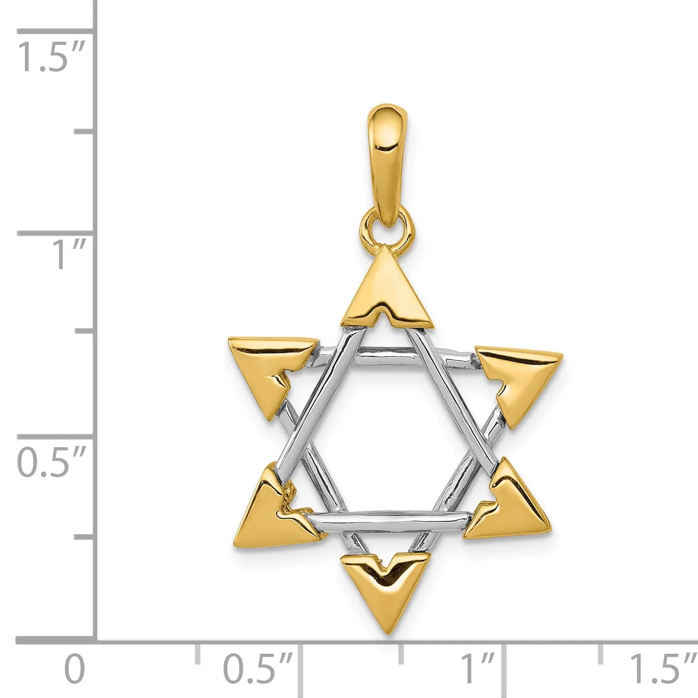 14k Yellow White Gold Polish Finish Closed Back Star Of David Pendant