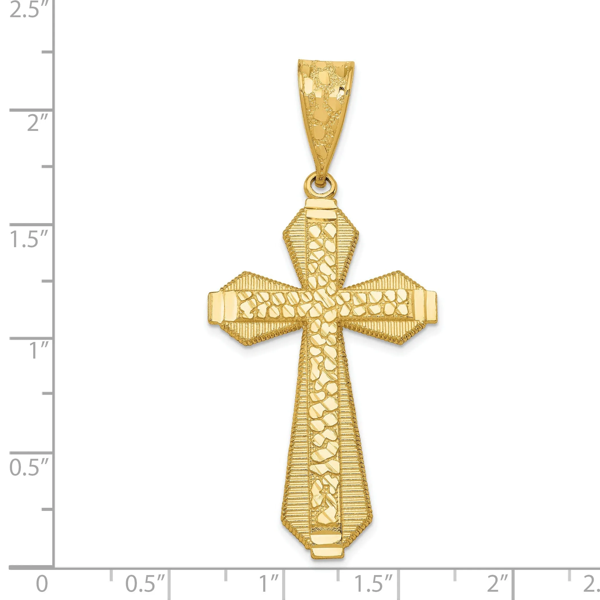 14kYellow Gold Diamond Cut Finish Cross Pendant