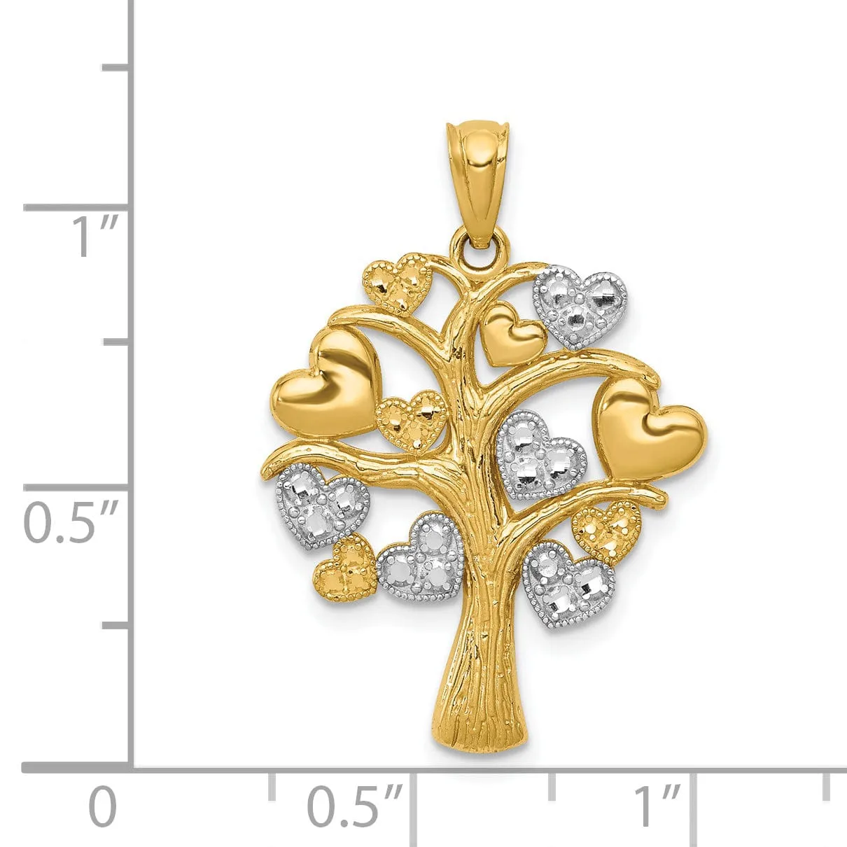 14kYellow Gold Tree of Life with Hearts Pendant