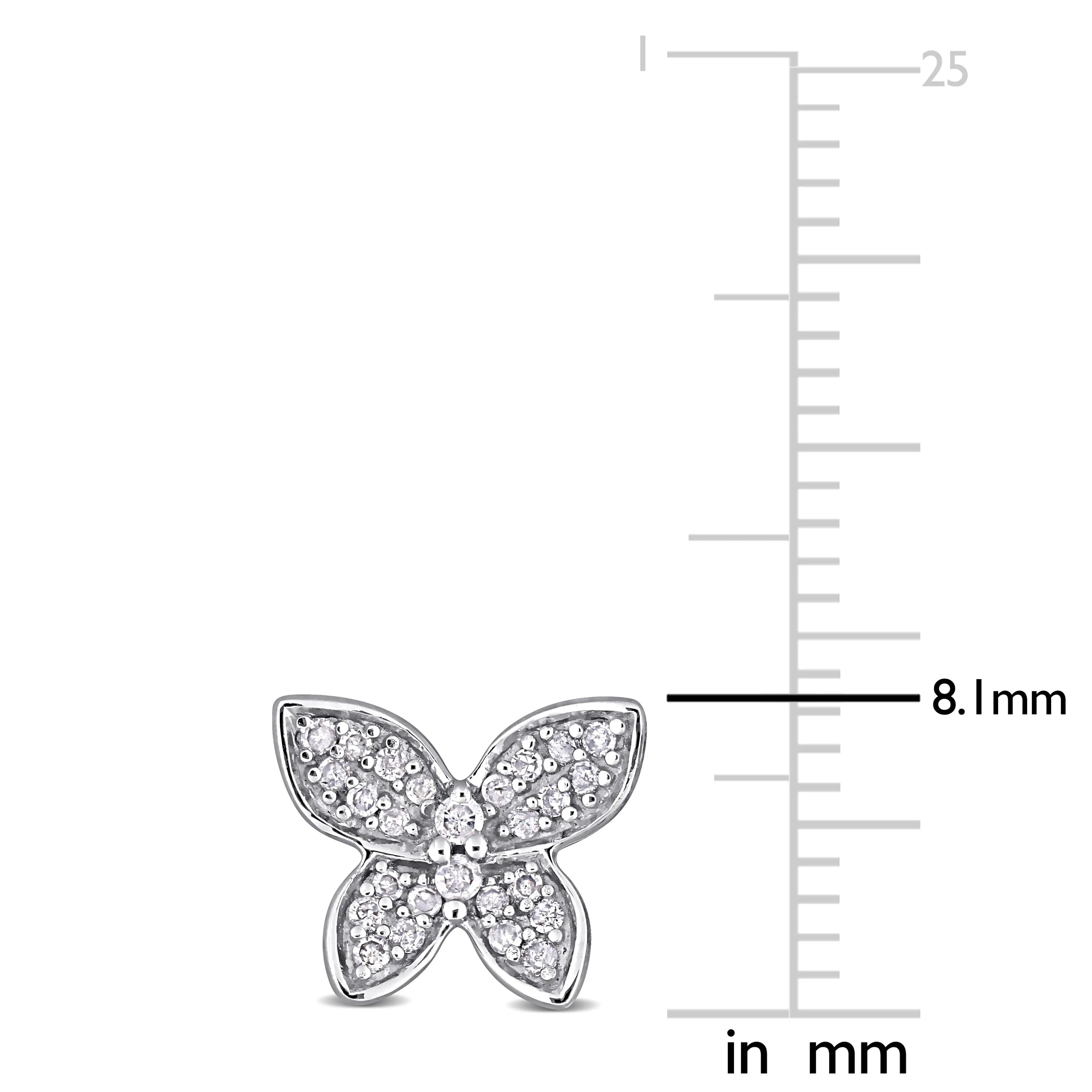 1/5 CT TW Diamond Butterfly Stud Earrings in 10K White Gold