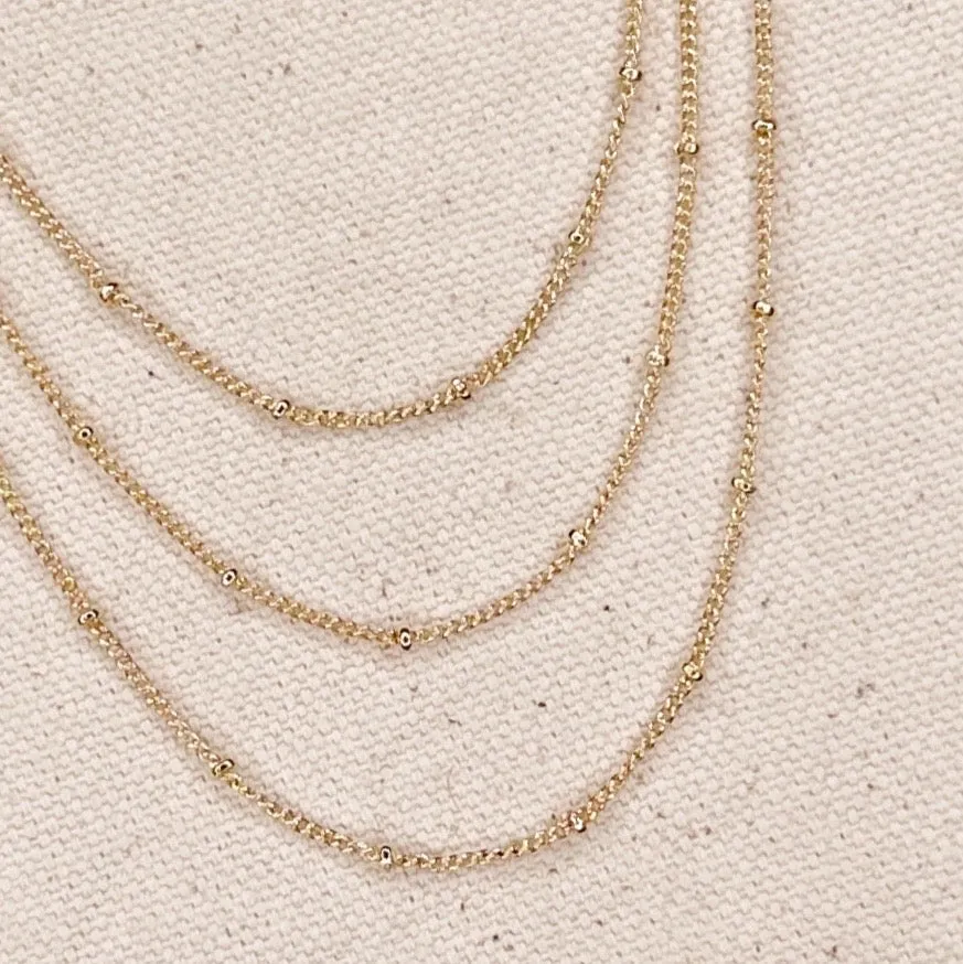 18k Gold Filled 1mm Satellite Chain in 16, 18, 20, 22 Length