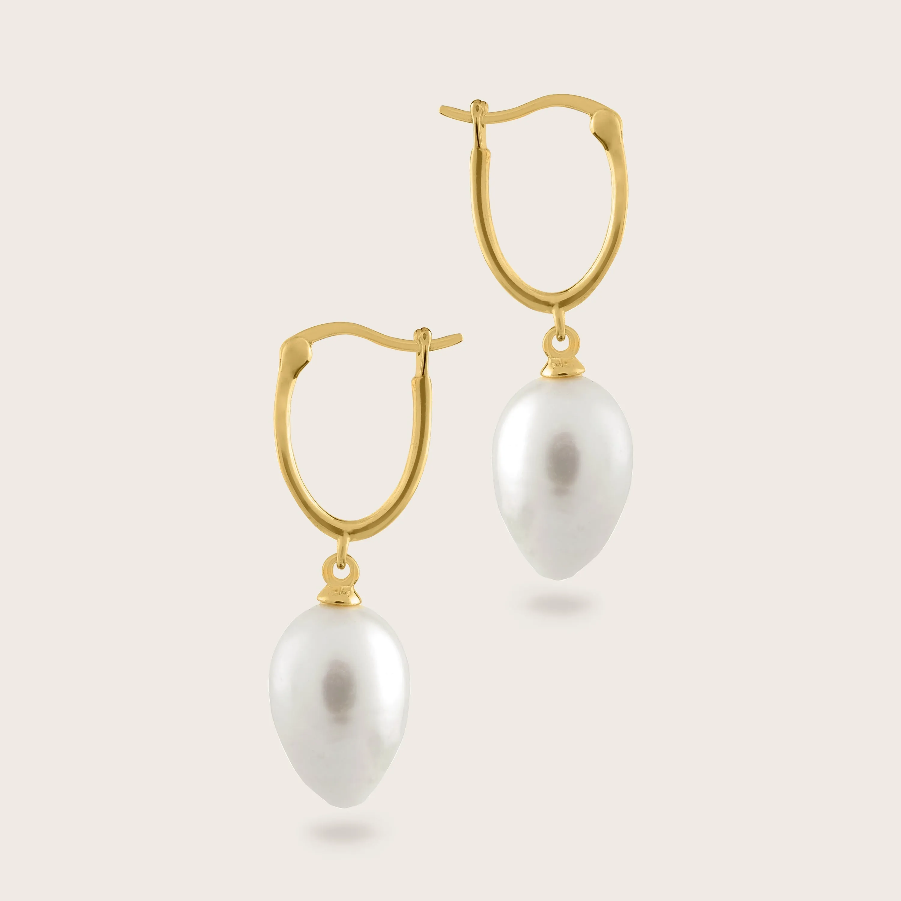 18k Gold Vermeil Huggie Hoop Earrings with 10.5mm Pearl Drop