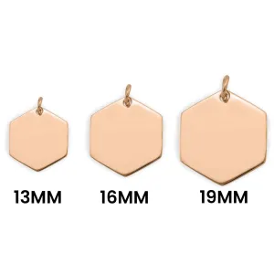 18K Rose Gold PVD Coated Stainless Steel Blank Hexagon Pendant / SBB0237