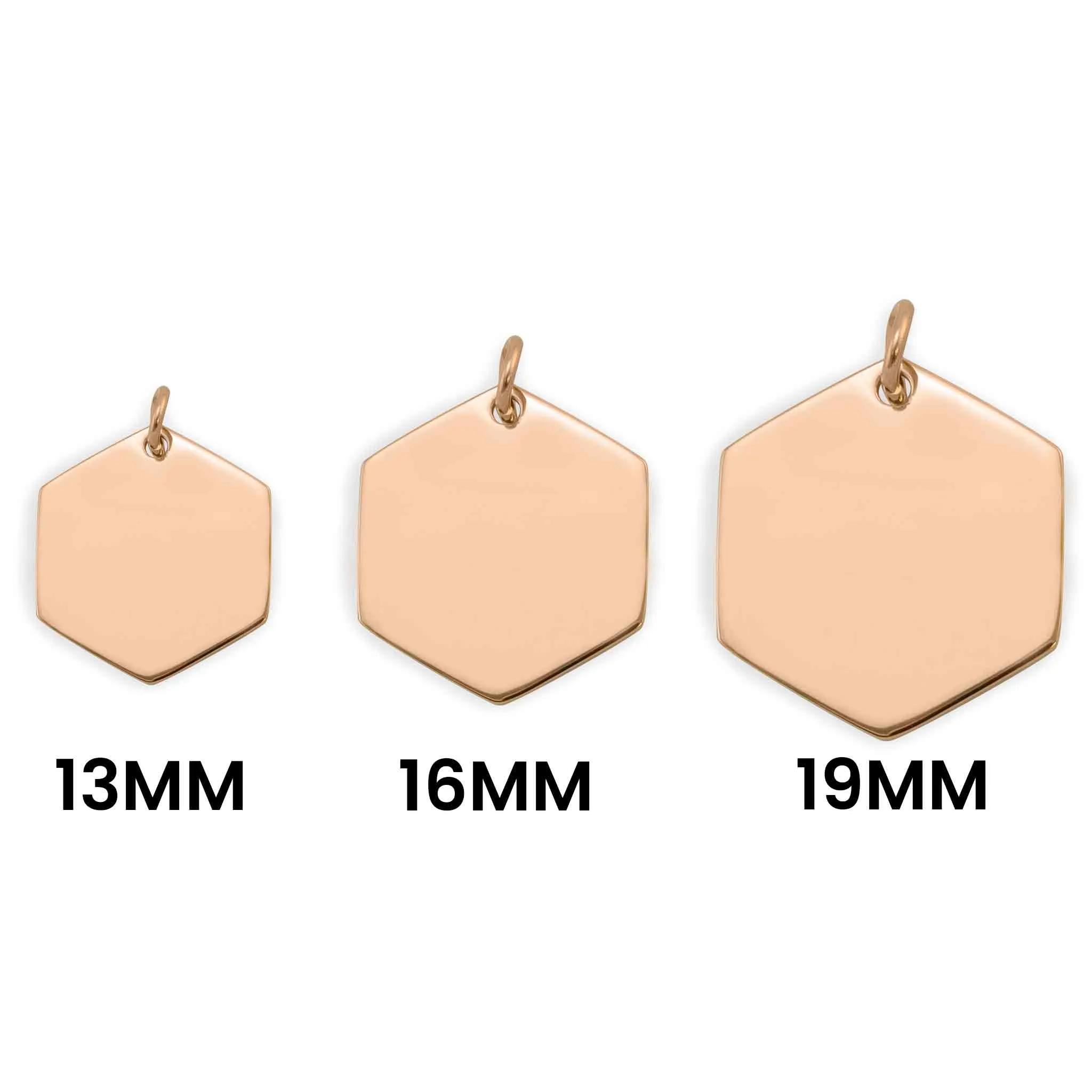 18K Rose Gold PVD Coated Stainless Steel Blank Hexagon Pendant / SBB0237