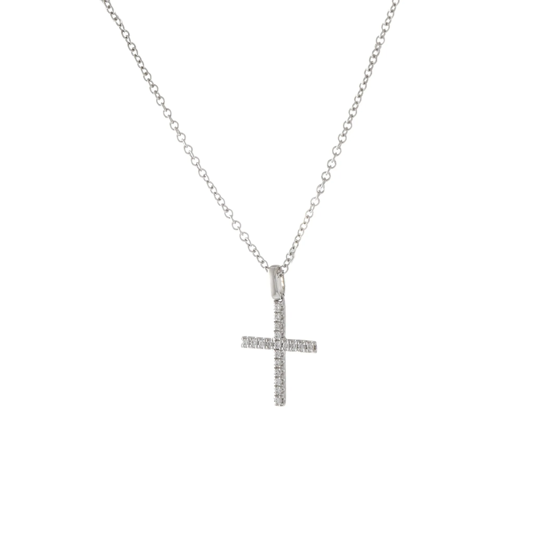 18KT White Gold Diamond Cross Pendant