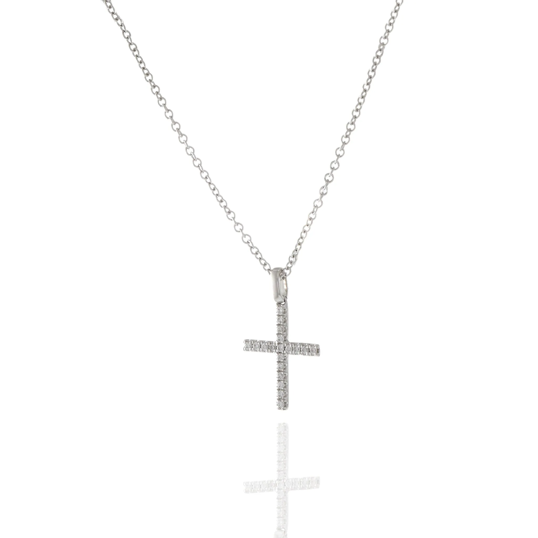 18KT White Gold Diamond Cross Pendant