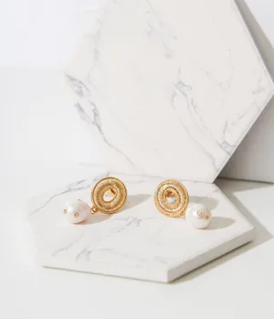 1950s Gold Baroque Pearl Earrings