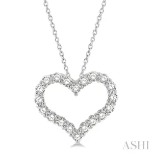 2 ctw Heart Shape Round Cut Diamond Pendant With Chain in 14K White Gold