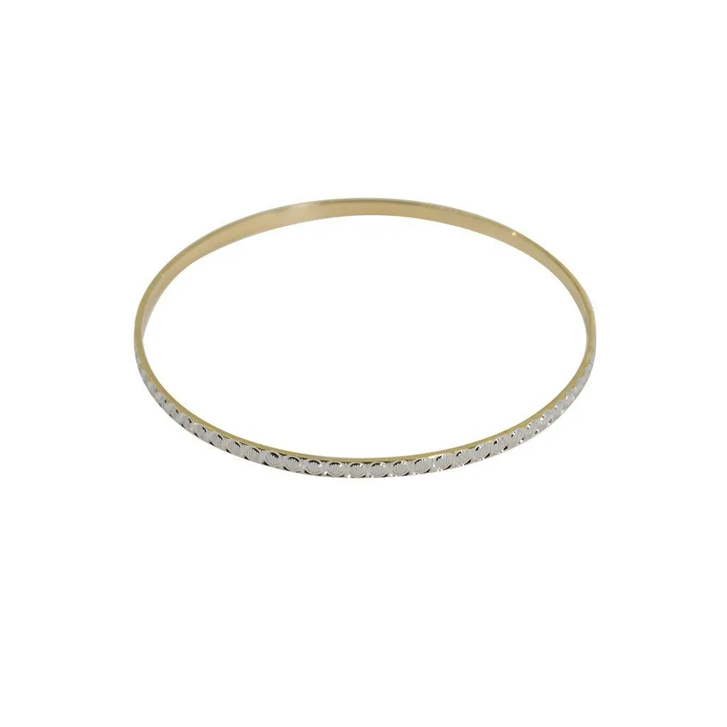 22K Multi Tone Gold Bangles, Set of 6 W/ Circle Textured Design & 66g Gold Weight