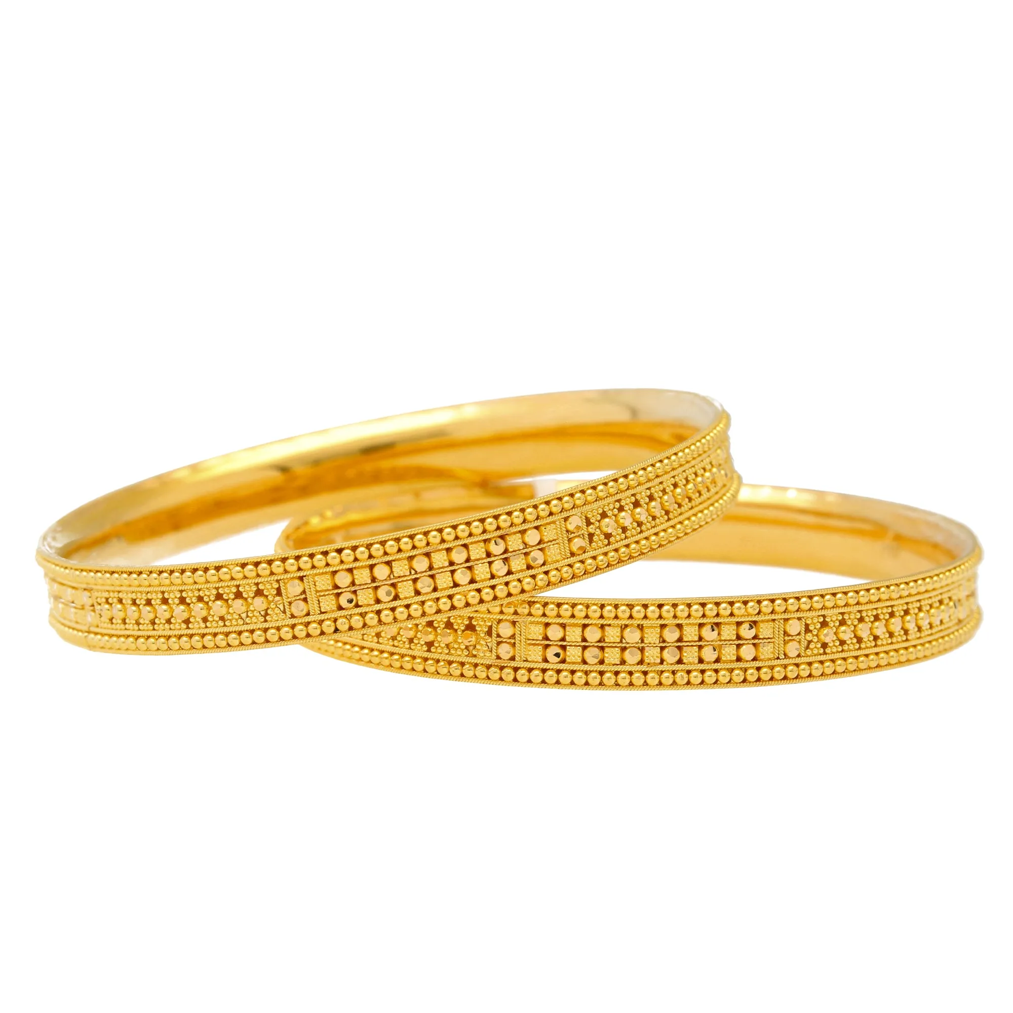 22K Yellow Gold Filigree Bangle Set of 6 (90.8gm)