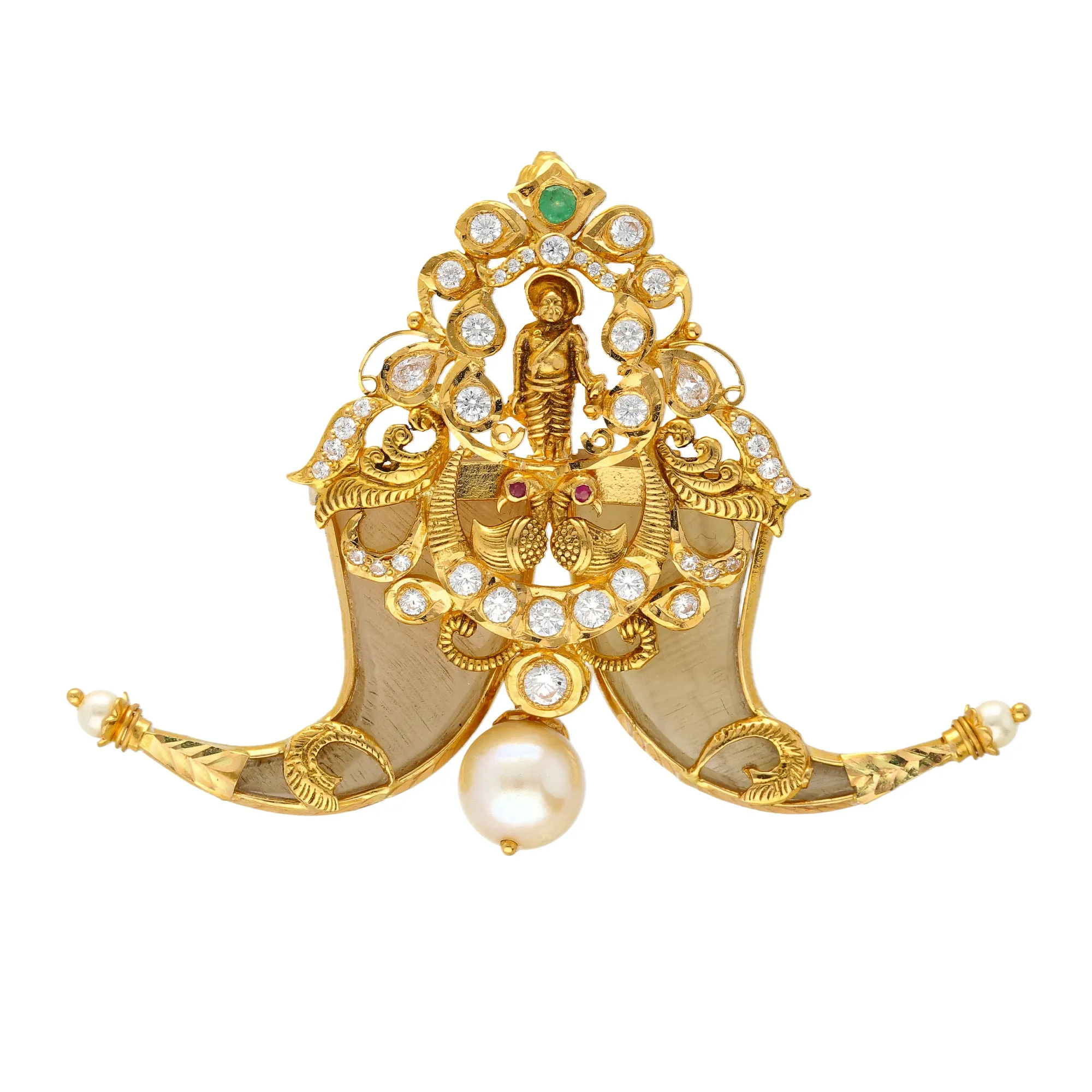 22K Yellow Gold, Gem & Pearl Pendant (17.4gm)