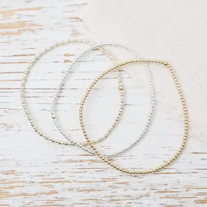 2mm Classic Ball Bracelet in Silver, Gold, or Two Tone