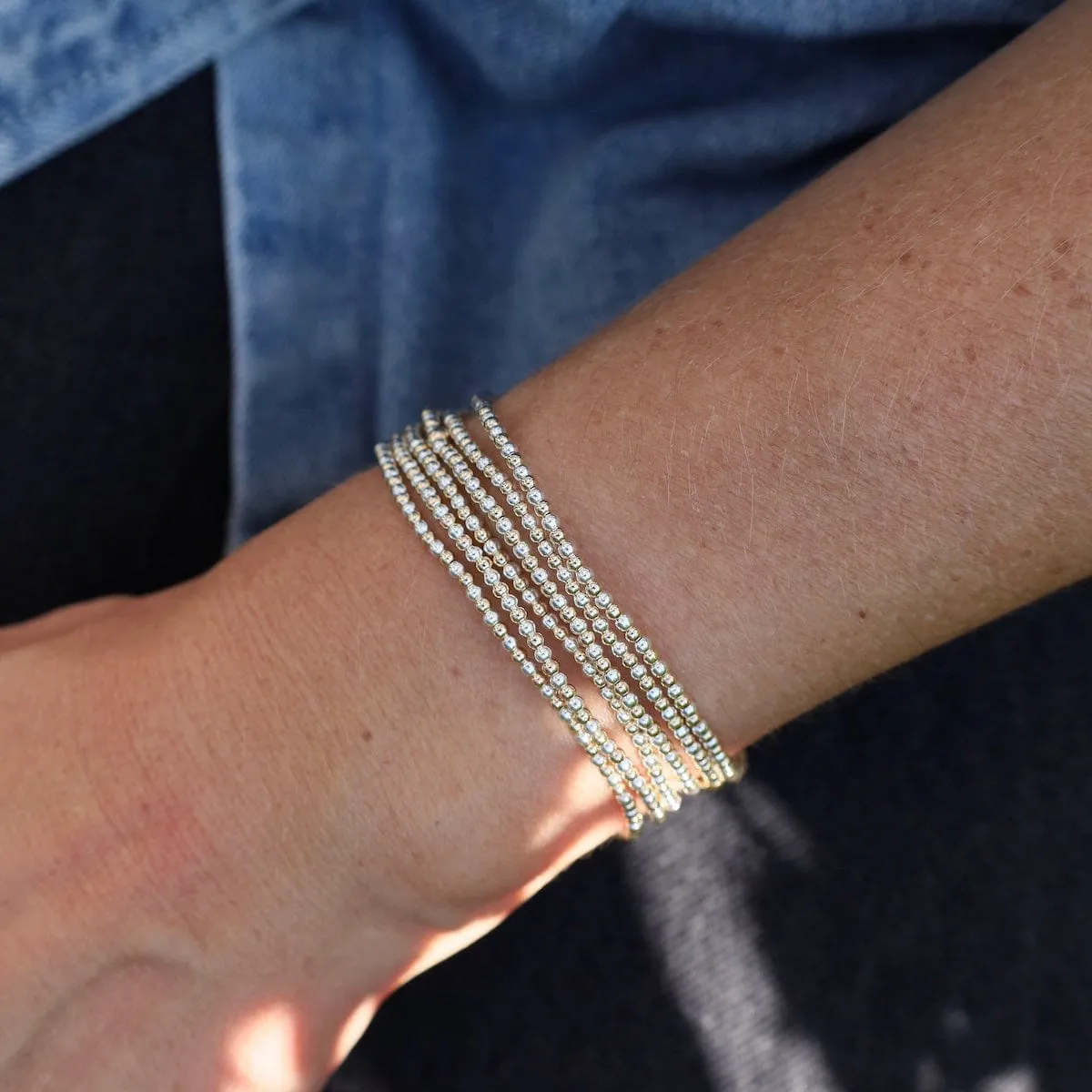 2mm Classic Ball Bracelet in Silver, Gold, or Two Tone