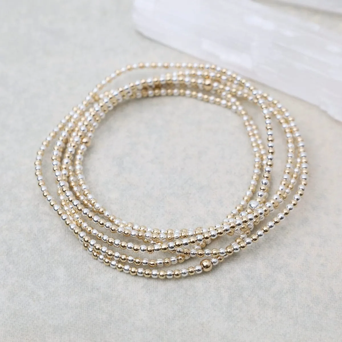 2mm Classic Ball Bracelet in Silver, Gold, or Two Tone