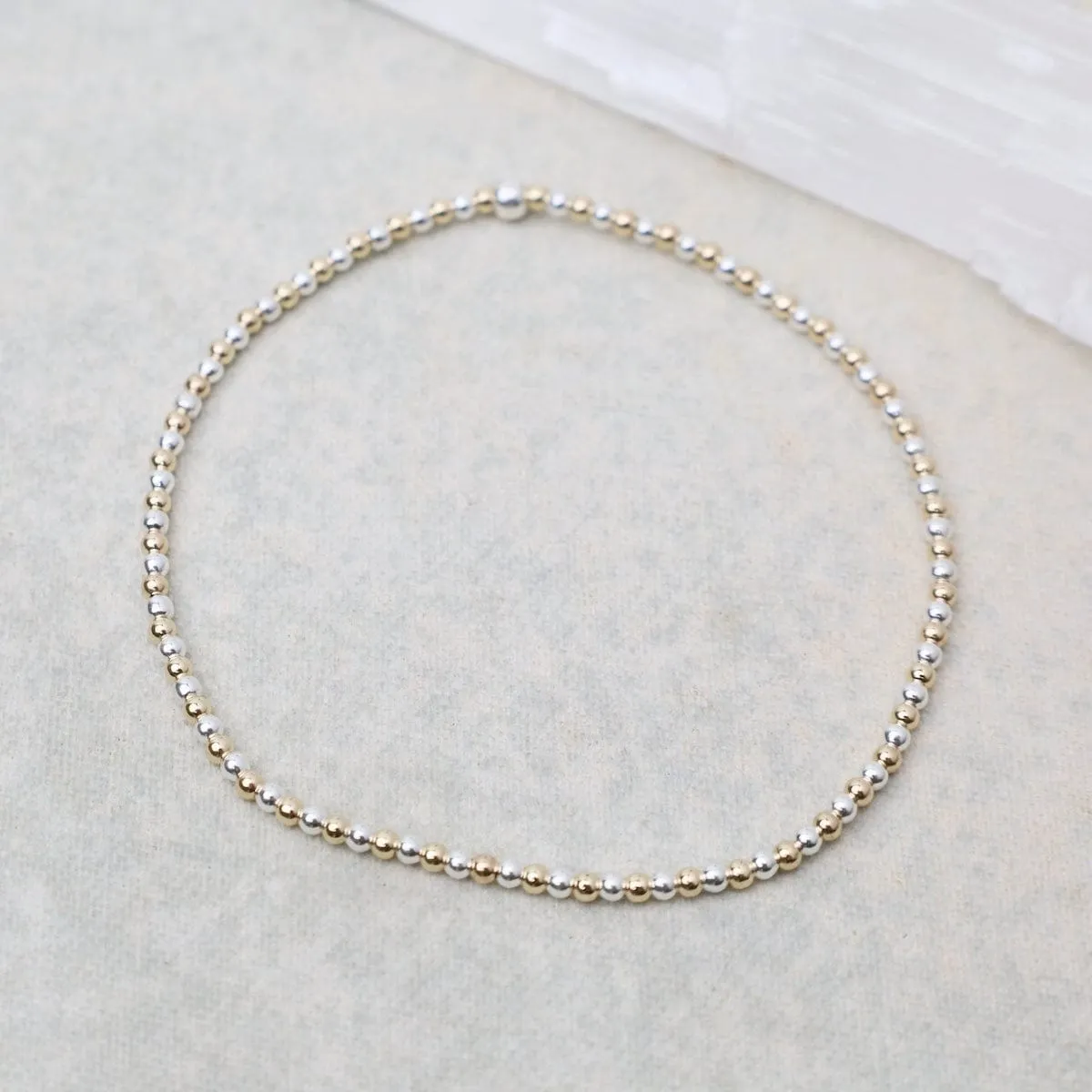 2mm Classic Ball Bracelet in Silver, Gold, or Two Tone