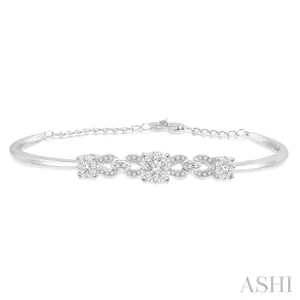 3/4 Ctw Round Cut Diamond Lovebright Bracelet in 14K White Gold