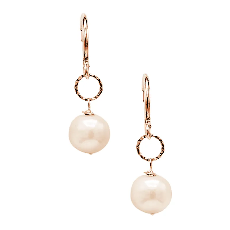 341-01-AG | POST HOOP EARRING W/ EDISON DROP ( WHITE/ANTIQUE GOLD)