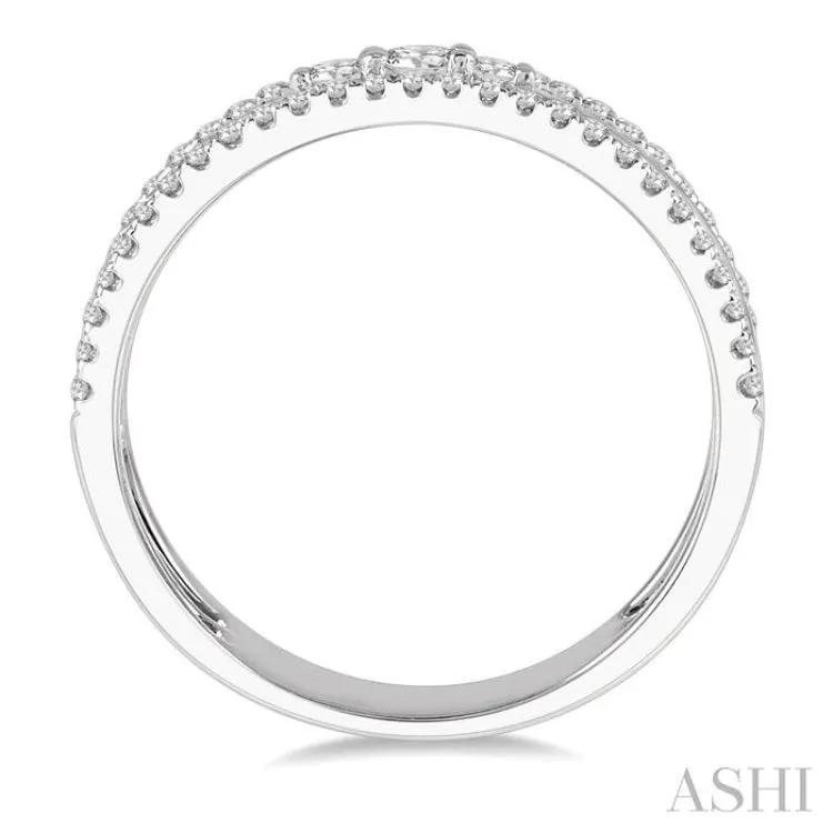 3/8 ctw Three Row Layered Round Diamond Fashion Ring in 14K White Gold