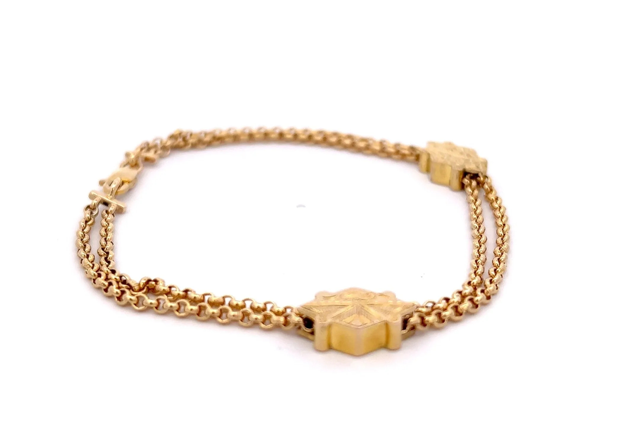 9ct Yellow Gold Double Round Belcher Link Bracelet