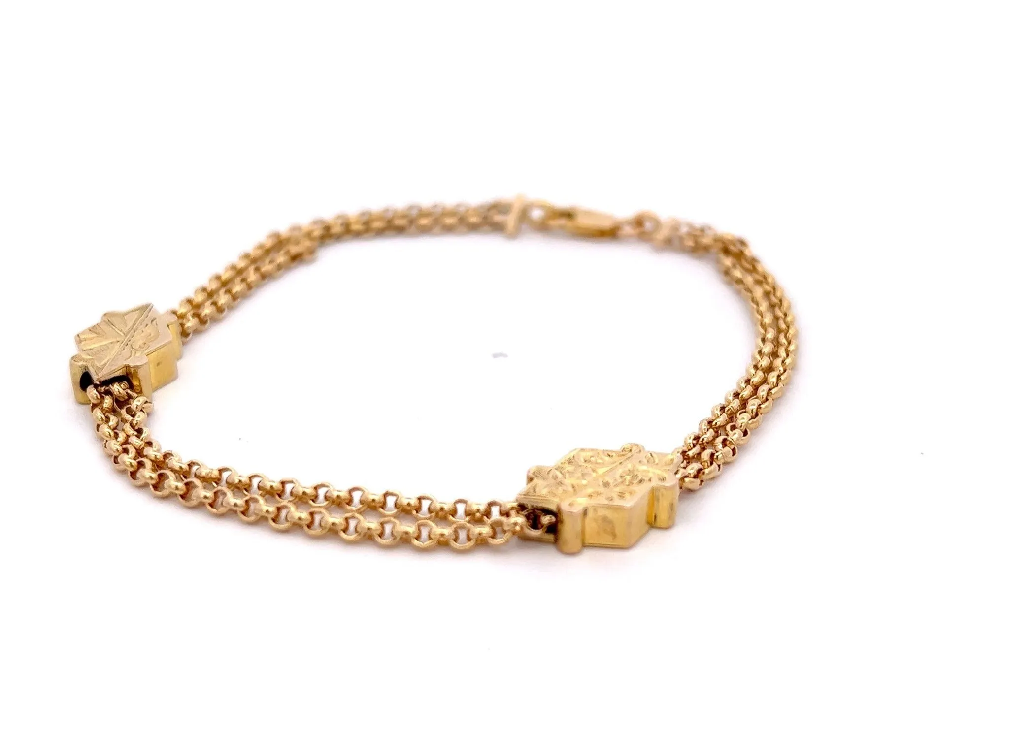 9ct Yellow Gold Double Round Belcher Link Bracelet