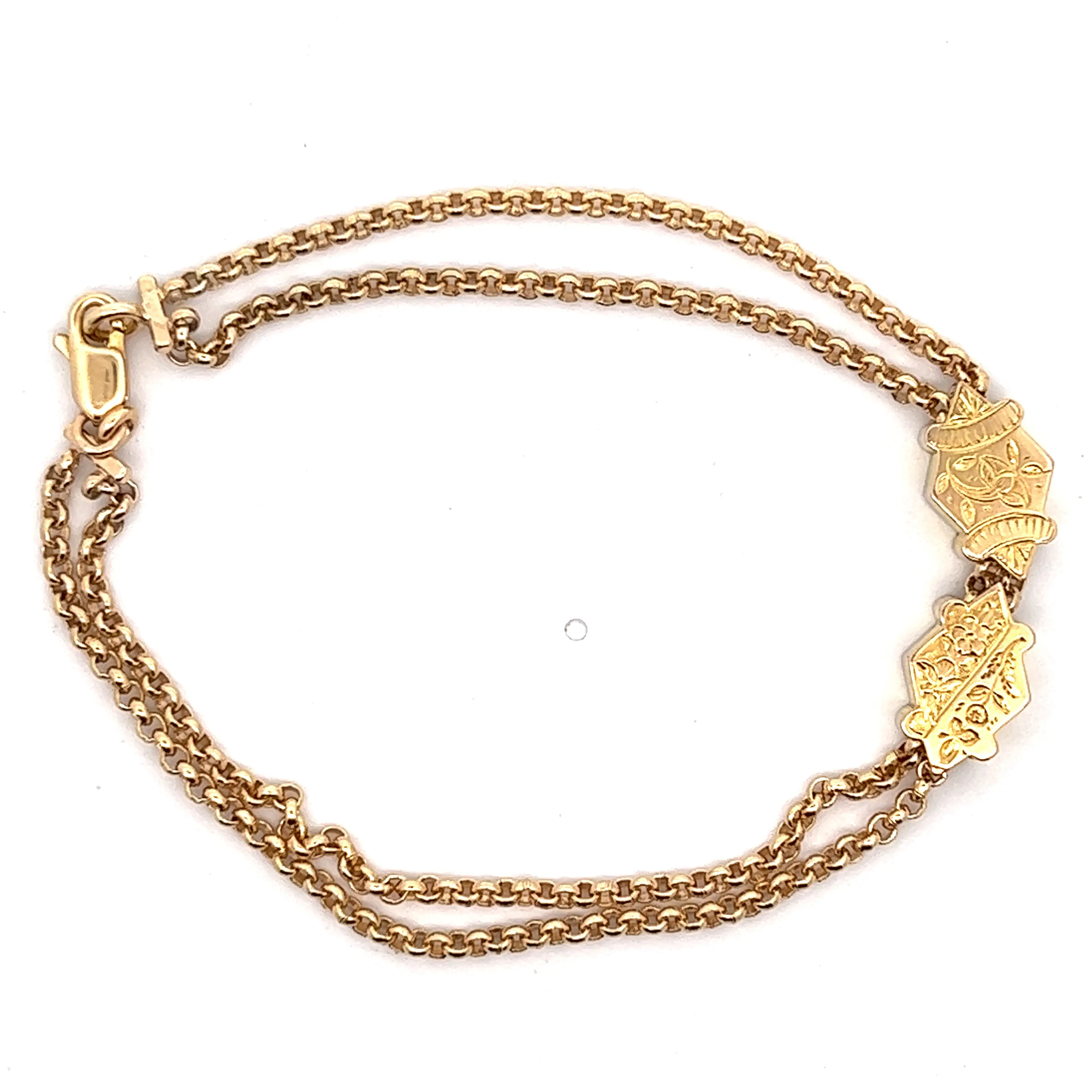 9ct Yellow Gold Double Round Belcher Link Bracelet