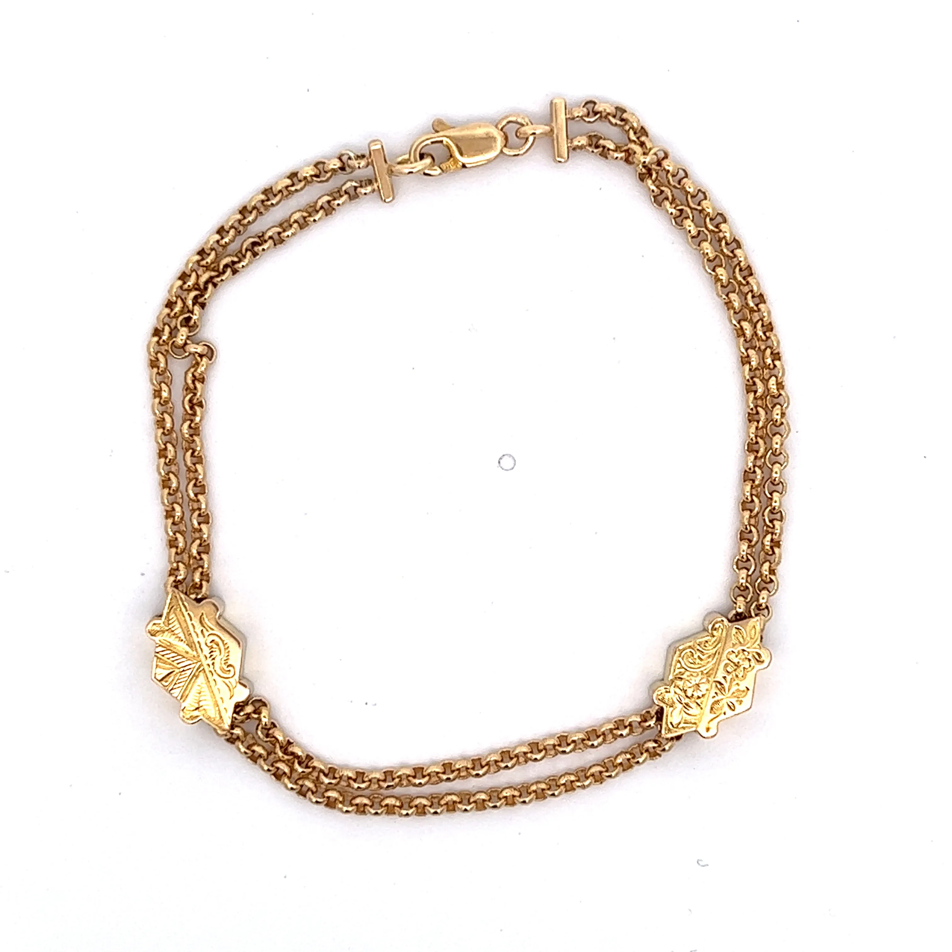 9ct Yellow Gold Double Round Belcher Link Bracelet