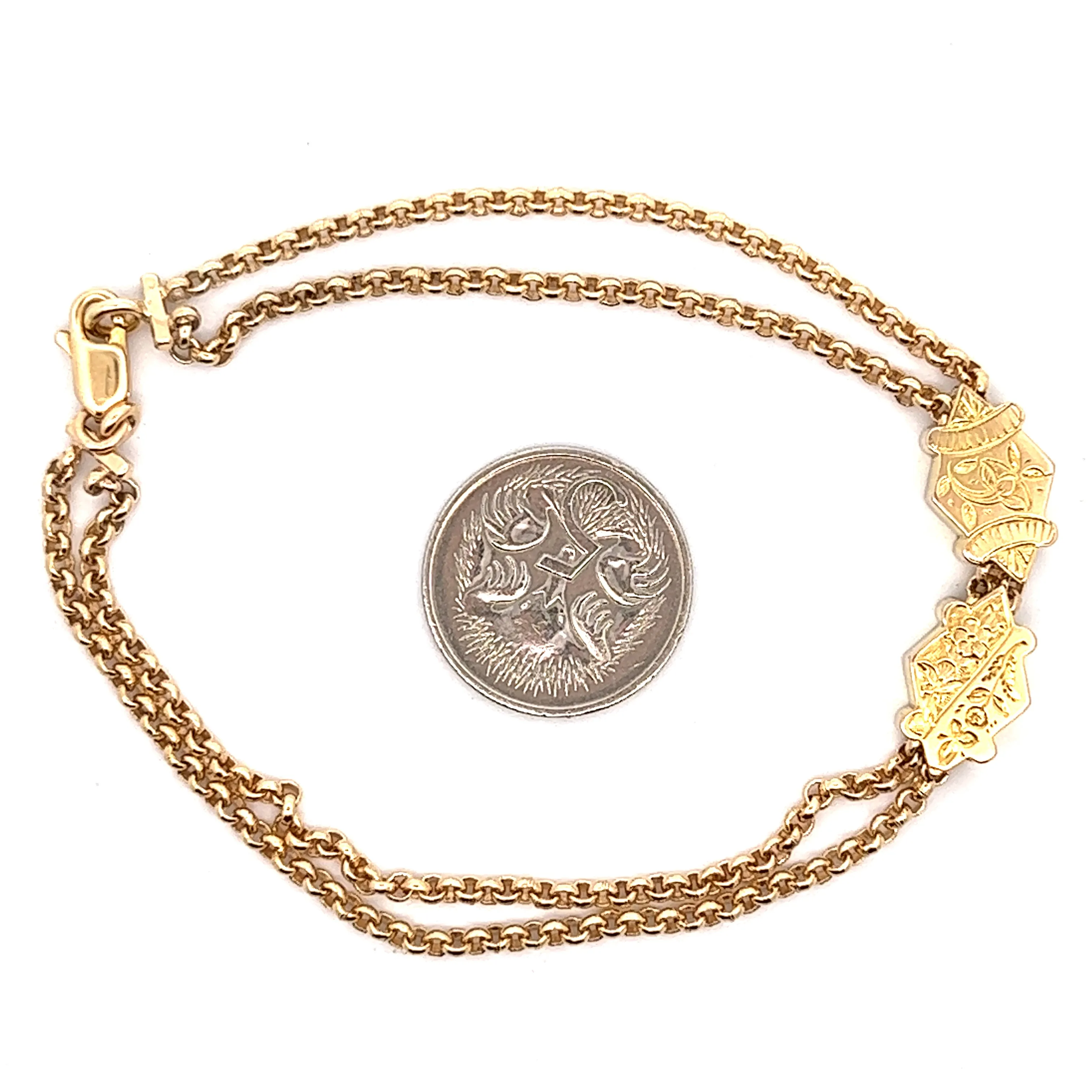 9ct Yellow Gold Double Round Belcher Link Bracelet