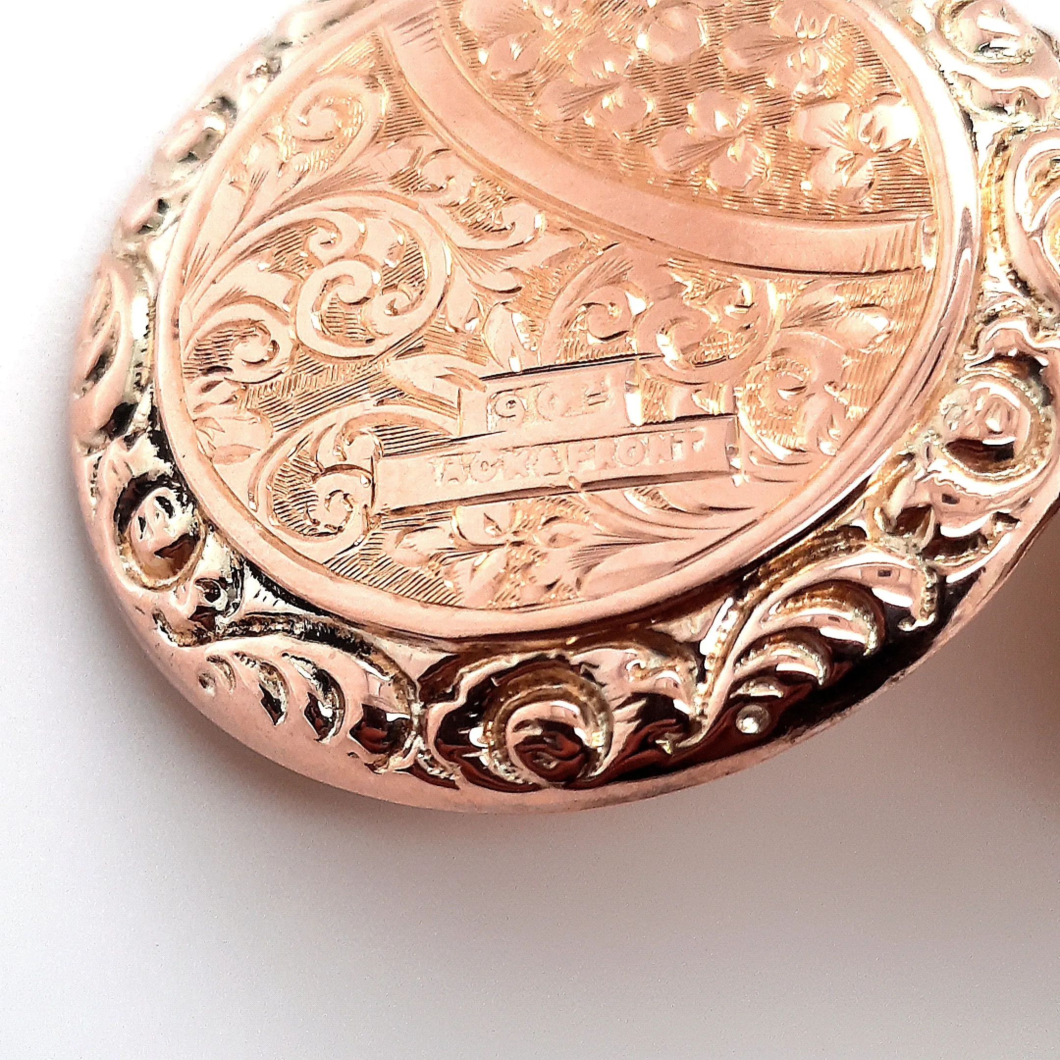 9ct Yellow Gold Hand Engraved Photo Locket Pendant