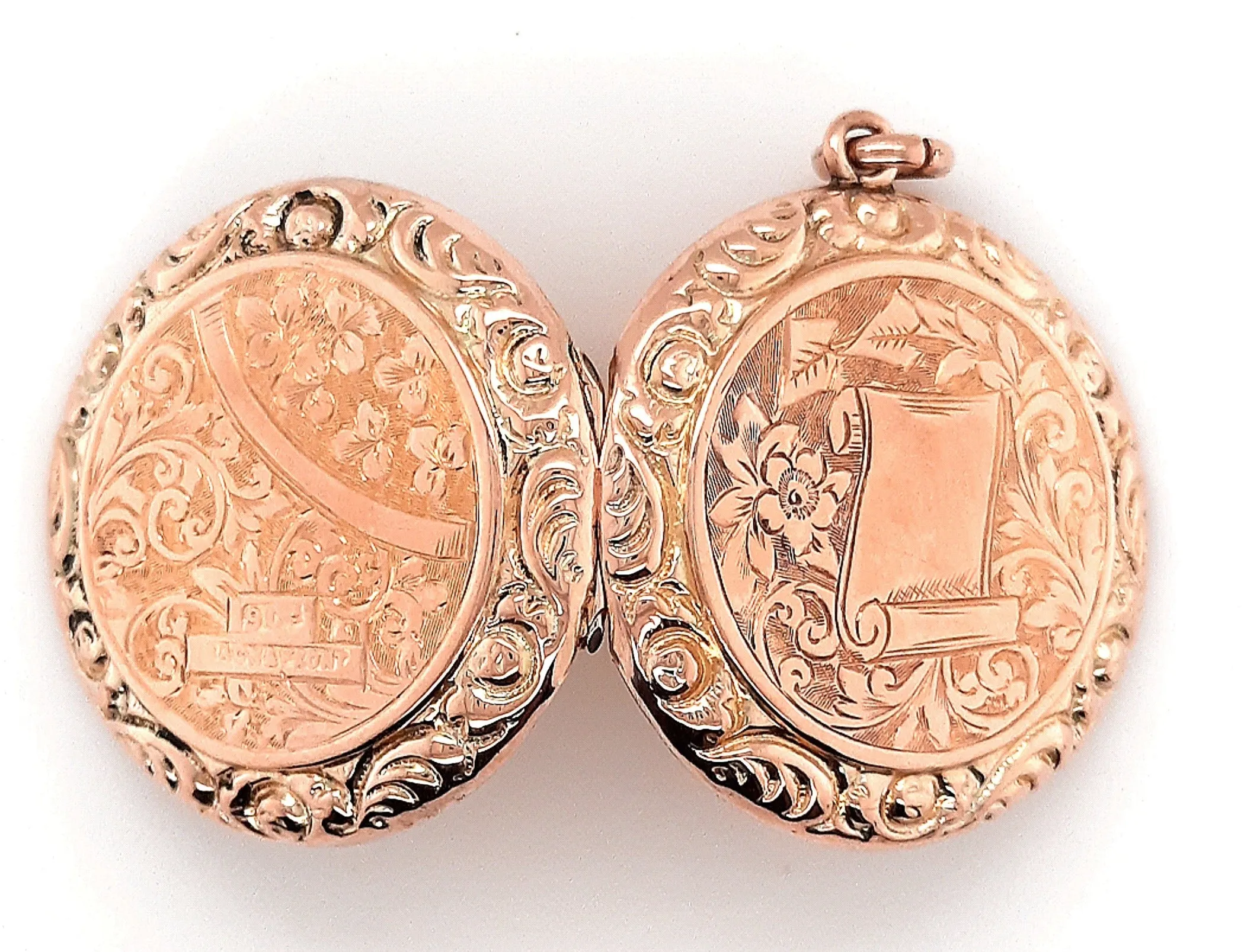 9ct Yellow Gold Hand Engraved Photo Locket Pendant