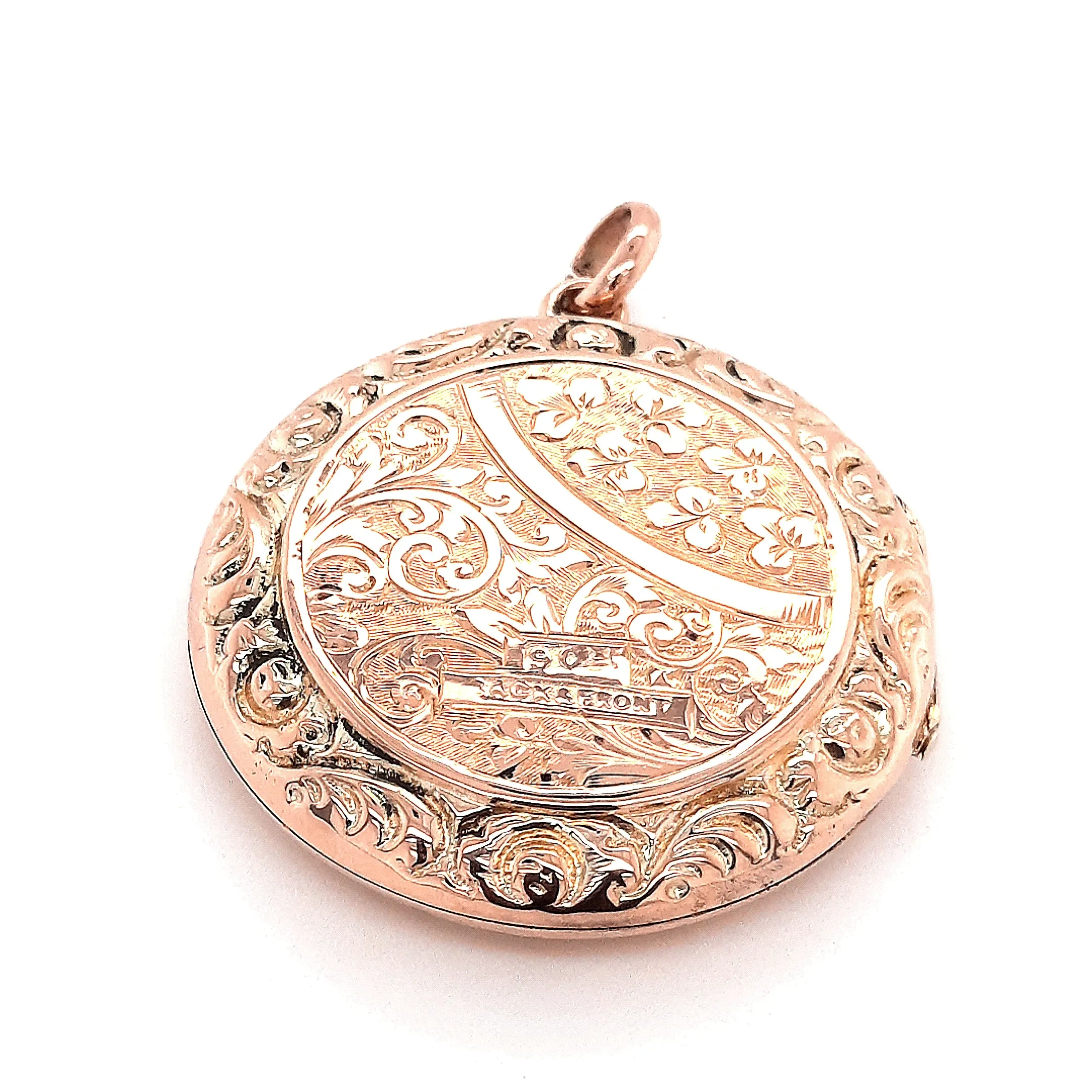 9ct Yellow Gold Hand Engraved Photo Locket Pendant