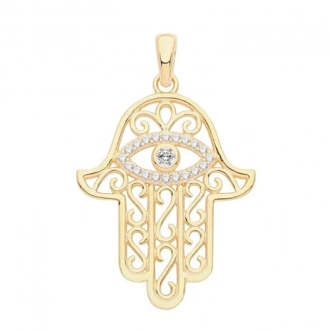 Acotis Silver Pendant Gold Plated Zirconia Set Hamsa G61084GP