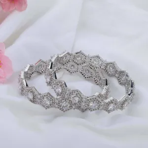 American Diamond Silver Bangles