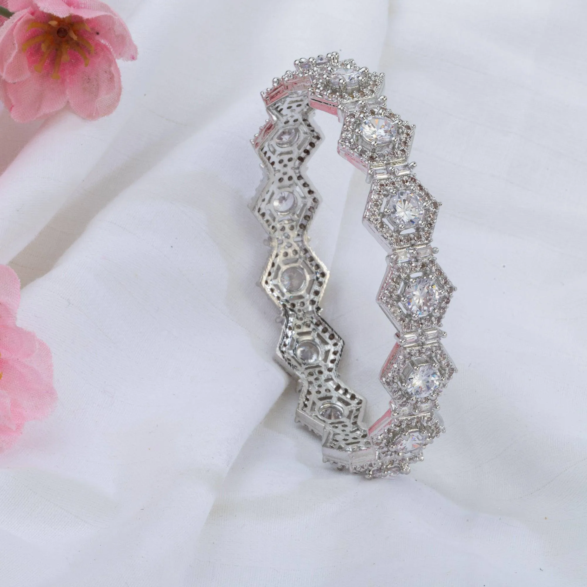 American Diamond Silver Bangles