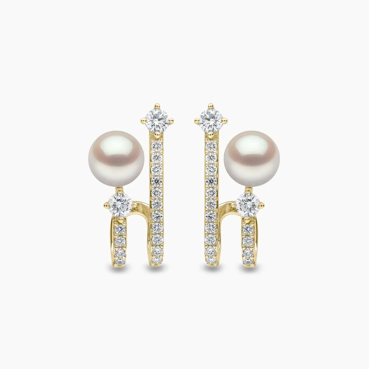 Baby Glitz 18K Akoya Gold Pearl and Spiral Diamond Hoop Earrings