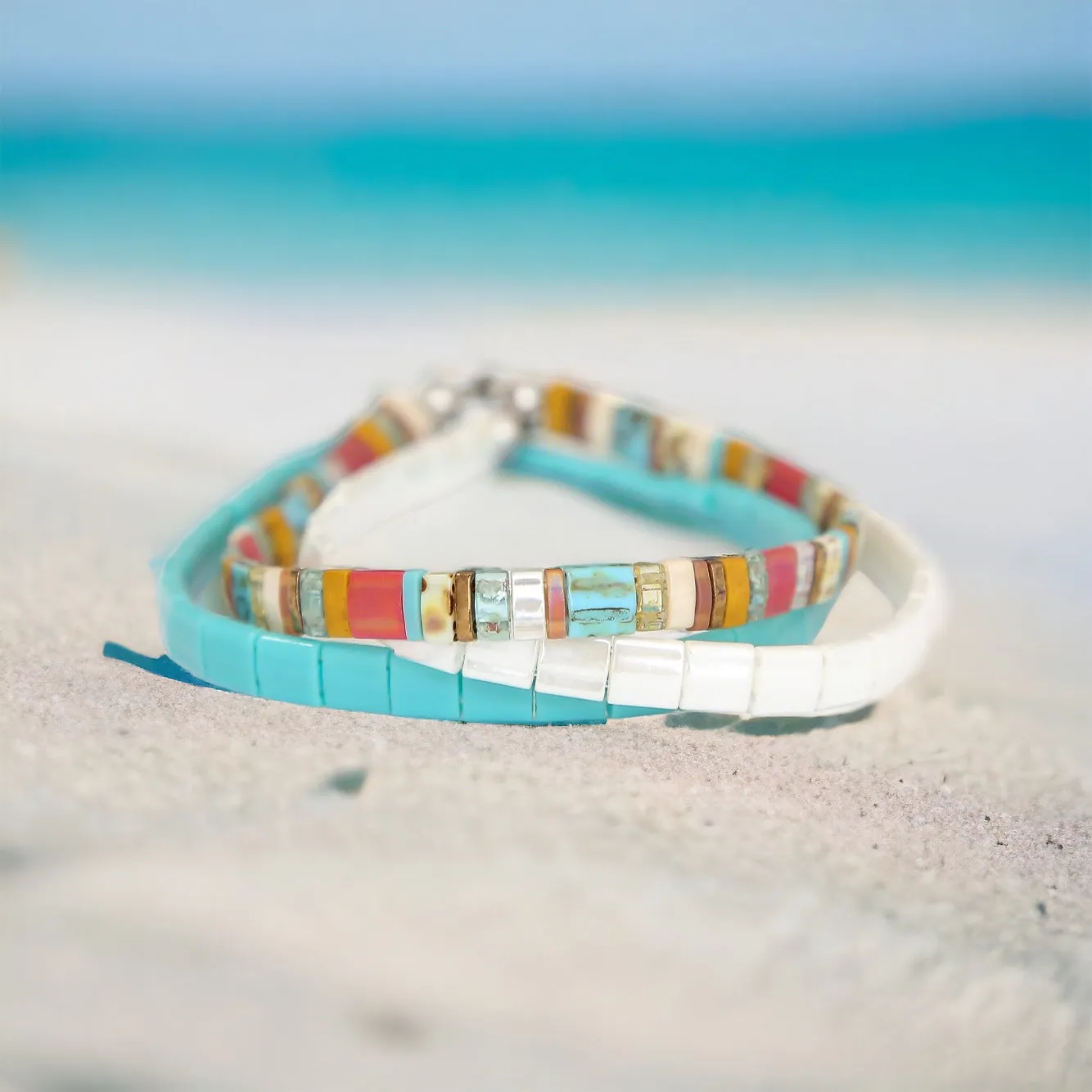 BEACH BUM - Tila Bead Bracelet Stack of 3