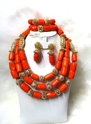 Beautiful Bold Coral Bridal wedding  Necklace African Coral Jewellery