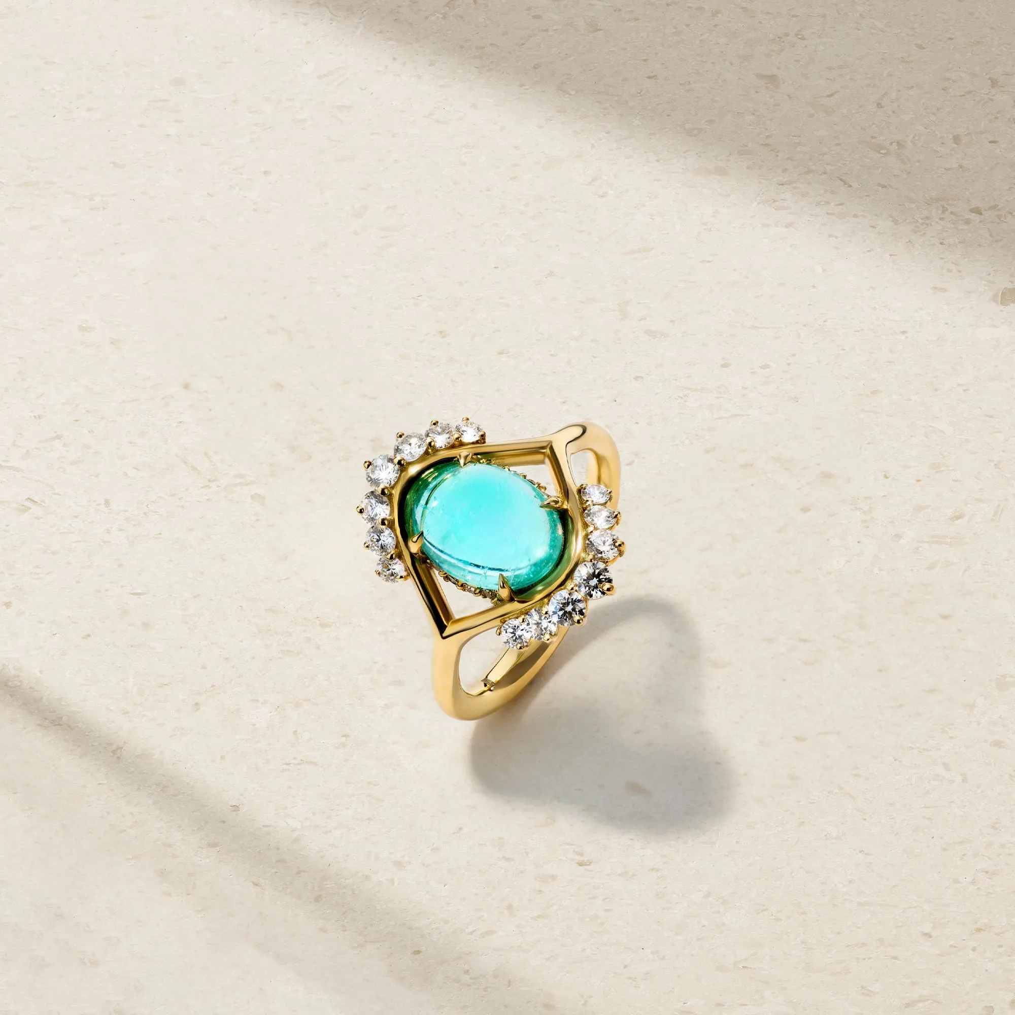 Beholder Paraiba and Diamond Ring