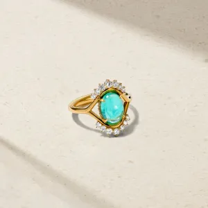 Beholder Paraiba and Diamond Ring