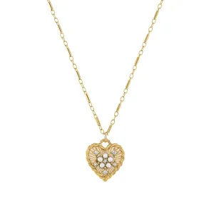 Bella Heart Pearl Necklace 16IN