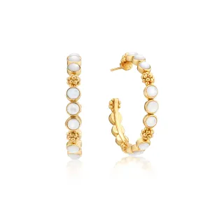 Berry Gem Medium Hoop Earrings - MOP