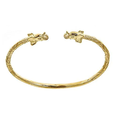 Better Jewelry 14K Yellow Gold West Indian Bangle w. Elephant Ends