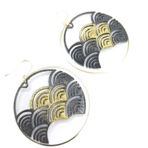 Black Japanese Wave Earrings