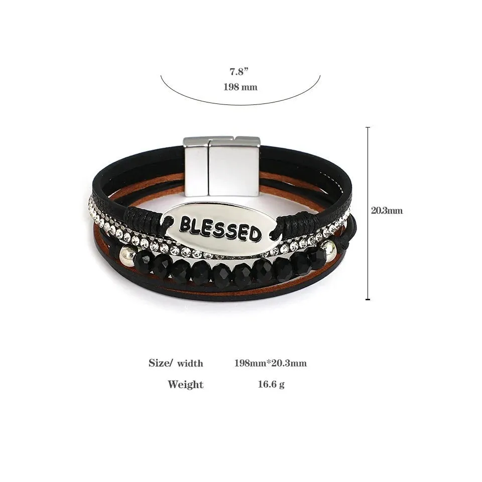 'Blessed' Charm Cuff Bracelet - white