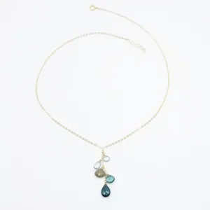 Blue Topaz Cluster Drop Necklace