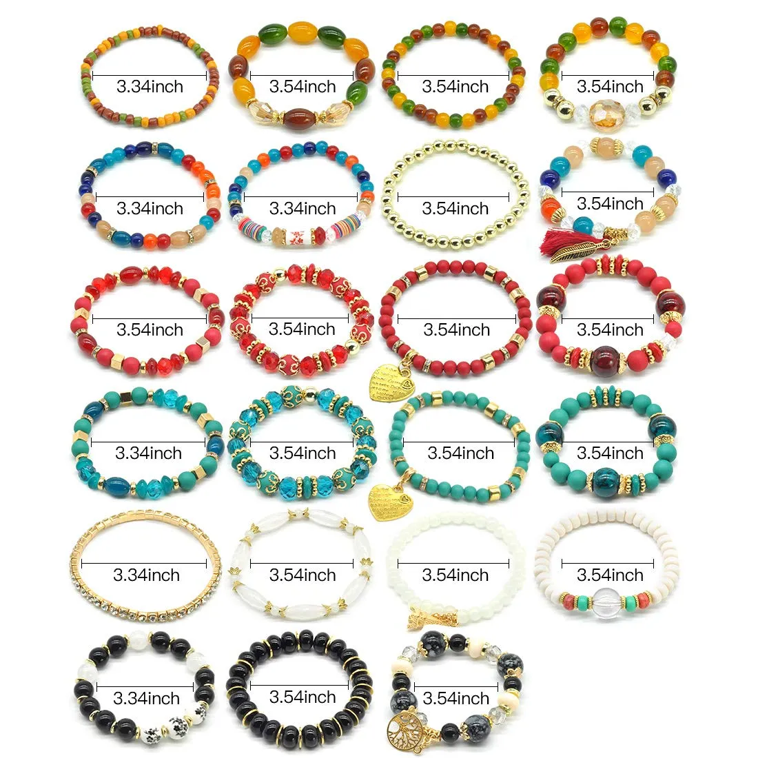 Bohemian Bracelet Sets for Women 6 Stackable Stretch Bracelets Multi-color Boho Jewelry Hippie Dainty (Bohemian stackable bracelet)