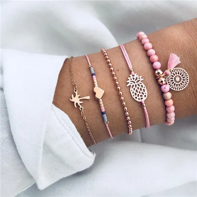 Bohemian Chain Beads Bracelets Set